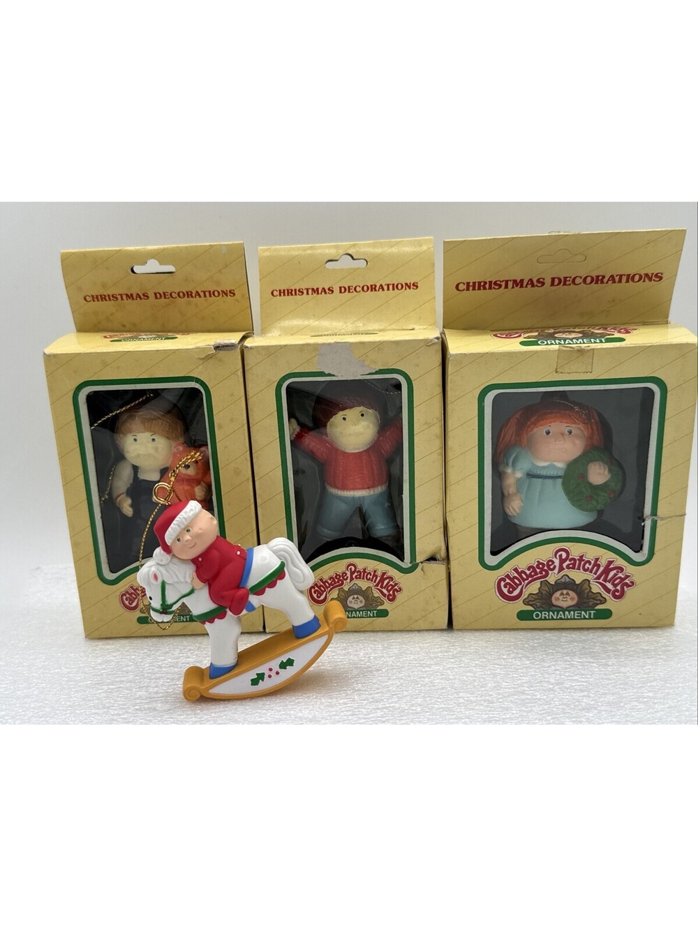 Lot 4 Vintage Cabbage Patch Kids 3” Christmas Ornaments OAA Inc 1980s Avon